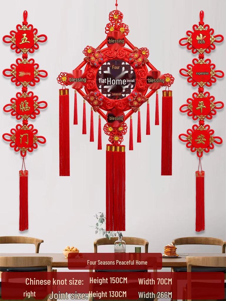 Großer Pfirsichholz Fu-Zeichen Anhänger für das Wohnzimmer: Chinesische Knoten-Dekoration für Wand oder Tür