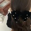 Französische Samt Rote Haarspangen Schleife mit Diamant Federklemme Damen Kopfschmuck Haaraccessoires