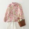 DIMANAF 2025 New Plus Size Women Print Floral Tops Shirts Tees Casual Loose Blouse Autumn Cotton Long Sleeve
