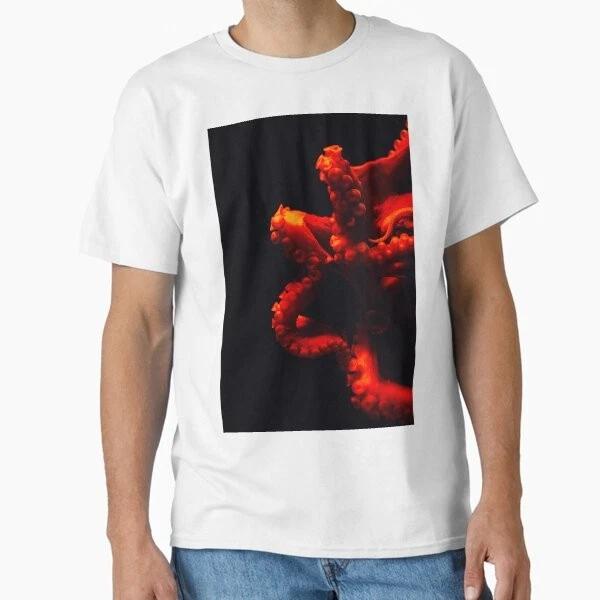 Orange Red Octopus In Dark Ocean Classic TShirt Made In UsaAus TShirt S2xl S