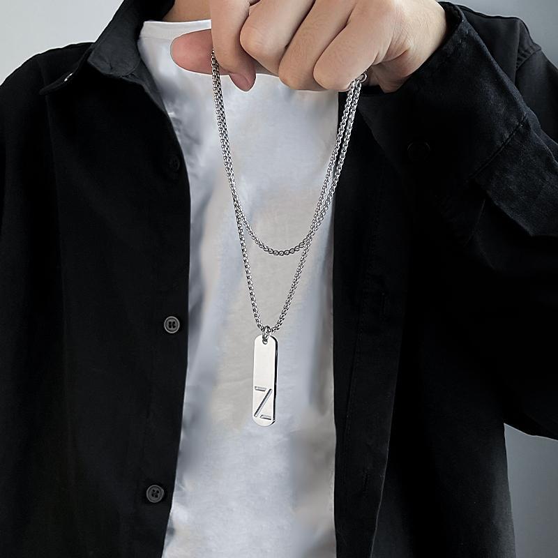 Titanium Steel Men's Letter Pendant Necklace Minimalist Versatile English Jewelry Small Trendy Accessory