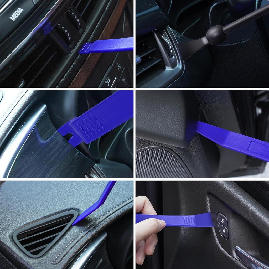 8PC Car Audio Modification Tool Set: Interior Clip Remover & Pry Bar