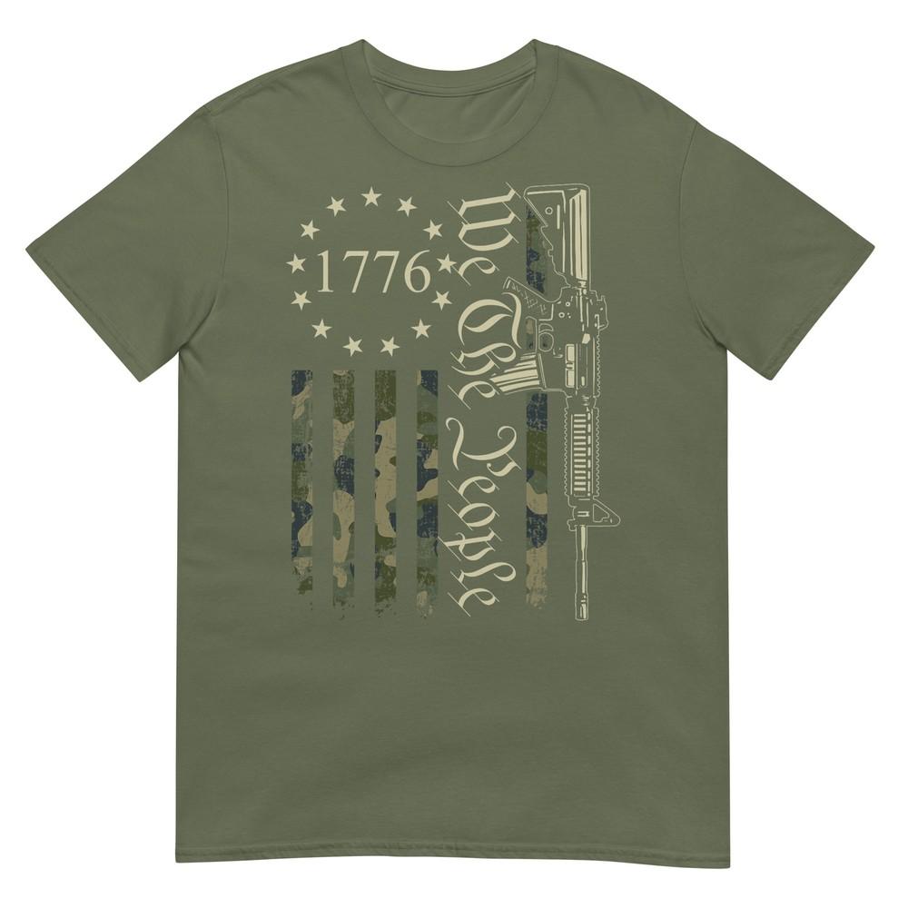 We The People Funny Camo Ar15 Military Pro Gun Usa Flag Tshirt