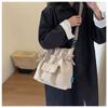 Drawstring Design Solid Color Women's Canvas Shoulder Bags Casual Simple Ladies Handbags Outdoor Sports Female Crossbody Bag