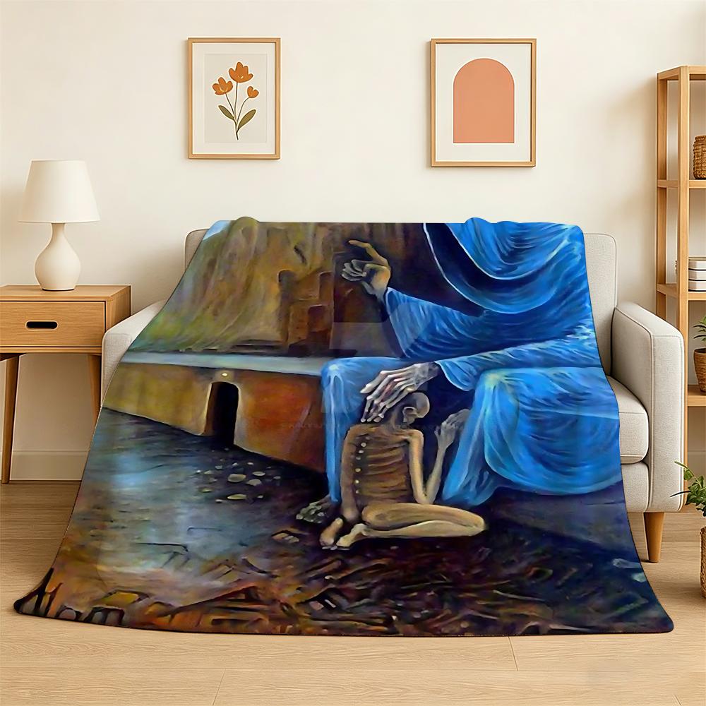 Zdzislaw Beksinskis art Throw 240g Flannel Blanket Lightweight Soft Skin-friendly Summer Thin Throw Blanket 75X95CM