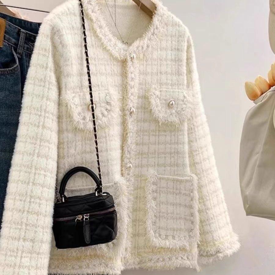 Fragrant Mink Style Short Coat: Spring/Autumn/Winter Socialite Loose Knit Cardigan