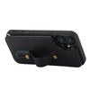 For iPhone 16 Plus Case Kickstand Card Slots Leather Coated TPU Cover with Shoulder Strap
