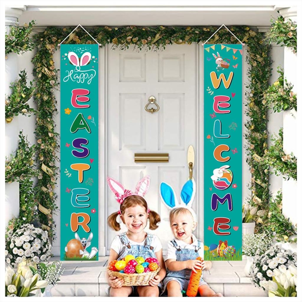Ostern Veranda Zeichen Frohe Ostern Banner Indoor Outdoor Wand Hängen Flagge Banner