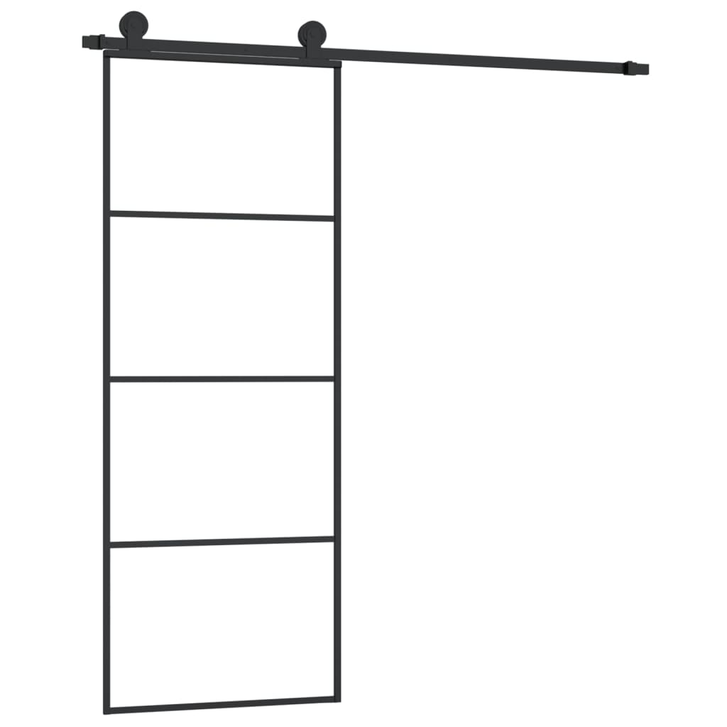 Sliding Door with Fitting 76 X 205 Cm Tempered Glass & Aluminum