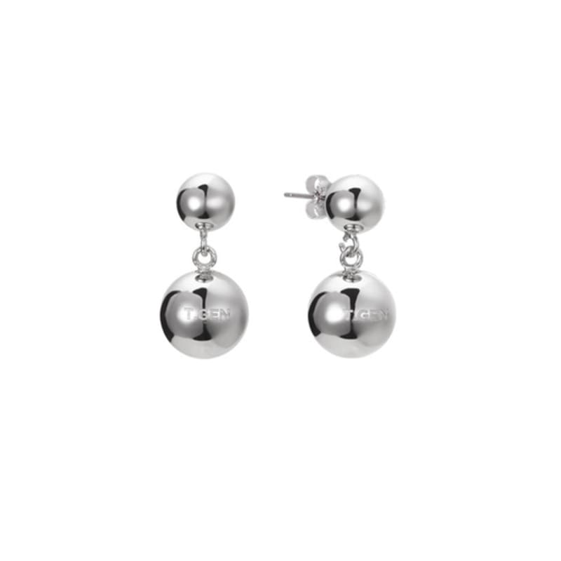 Tirr Lirr Tizen Maximize Silver Ball Plump Silver-White Earrings TEDSVW14037M