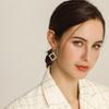 Silver Needle High-End Geometric Diamond Hoop Earrings for Women