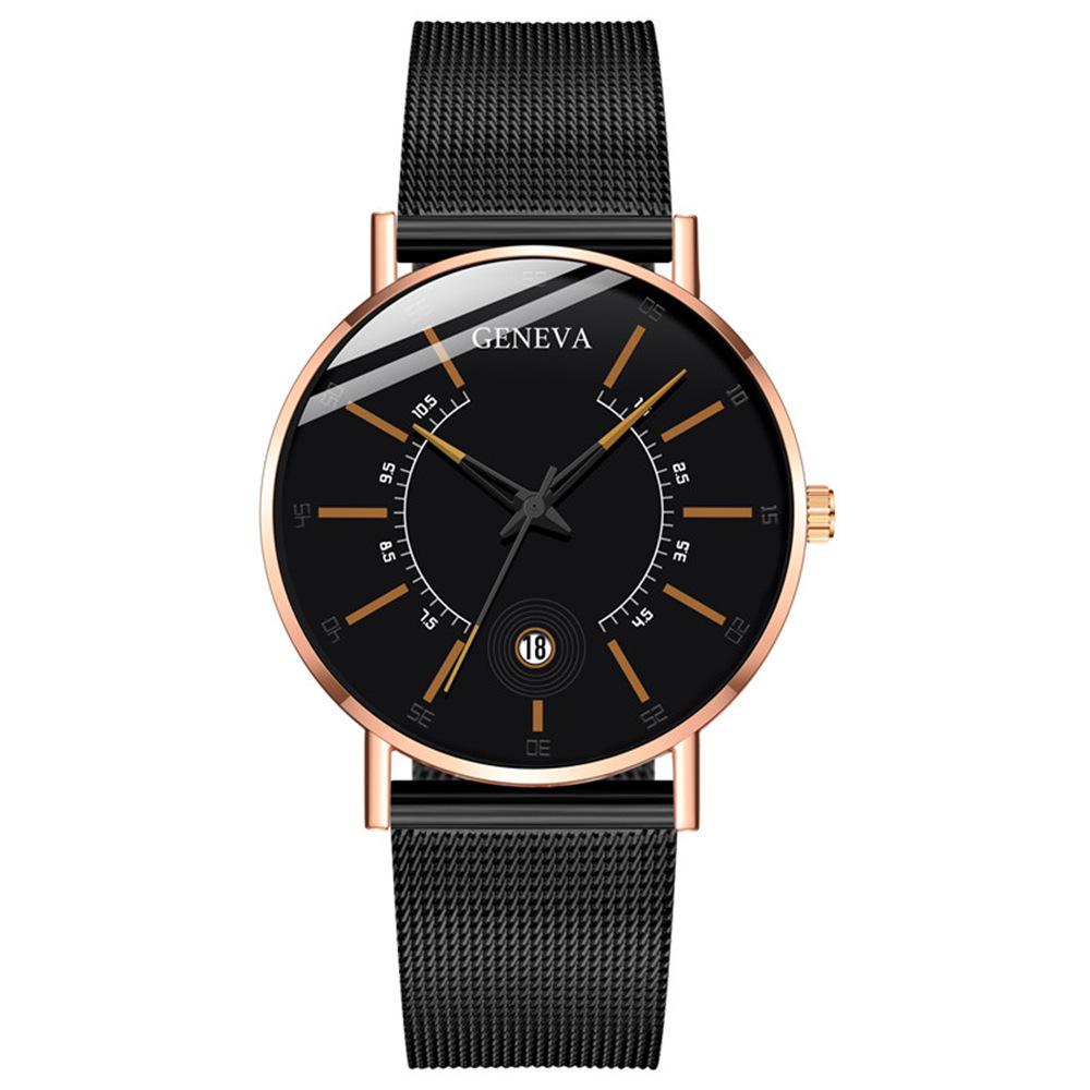 Wish Dashboard Men's Mesh Strap Watch with Blue and Red Hands and Calendar