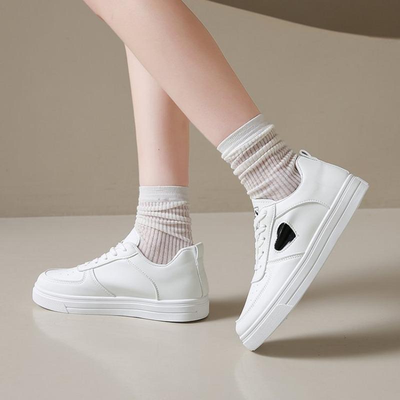 Flat-bottomed fashion little white shoes spring new love casual single shoes student lace-up women's board shoes