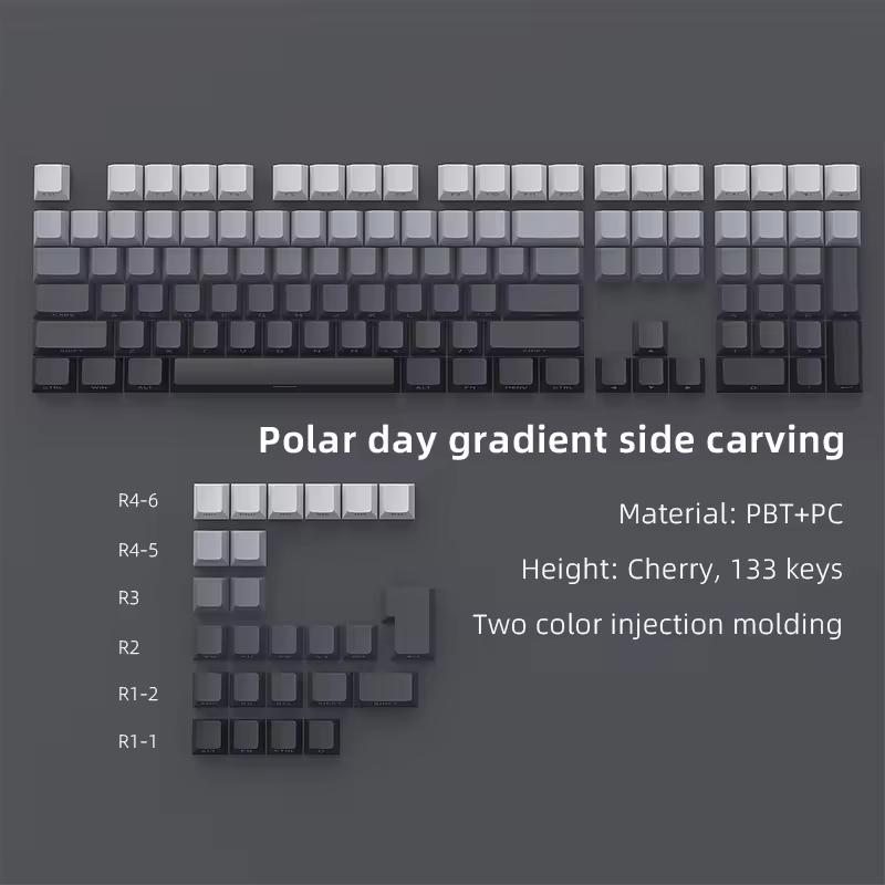 133-Key Custom PBT Keycaps Top-Selling Global Gaming Mechanical Keyboard with Polar Day Gradient Side Engraving