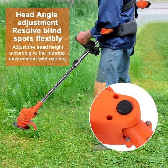 Weed Eater Electric Weed Mower Cordless Trimmer Telescopic Rod Home Weed Eater Cutter Rechargeable Handheld Lawn Mower with 2 Batteries (12V 2.0Ah)