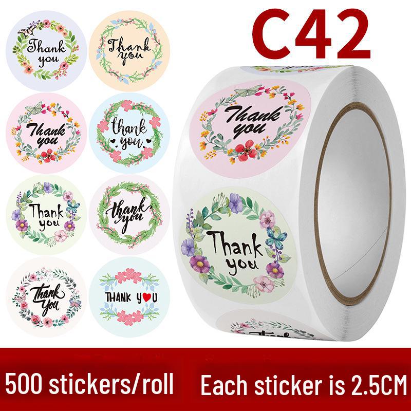 Floral Thank You Stickers: Cute Roll of Wedding Sealing Labels