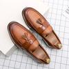2024 High Quality Brand Men's Leather Casual Shoes Tassel Design Loafers Retro Brown Men's Driving Shoes Commuting Anti Slip