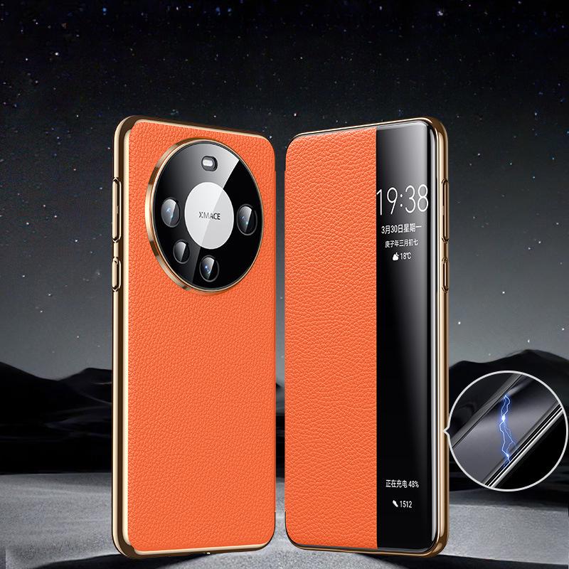 

Подходит для чехла для мобильного телефона Huawei Mate60pro Магнитный чехол с умным окном M60 Полностью закрывающий противоударный Кожаный чехол высокого класса для бизнеса Huawei Mate60