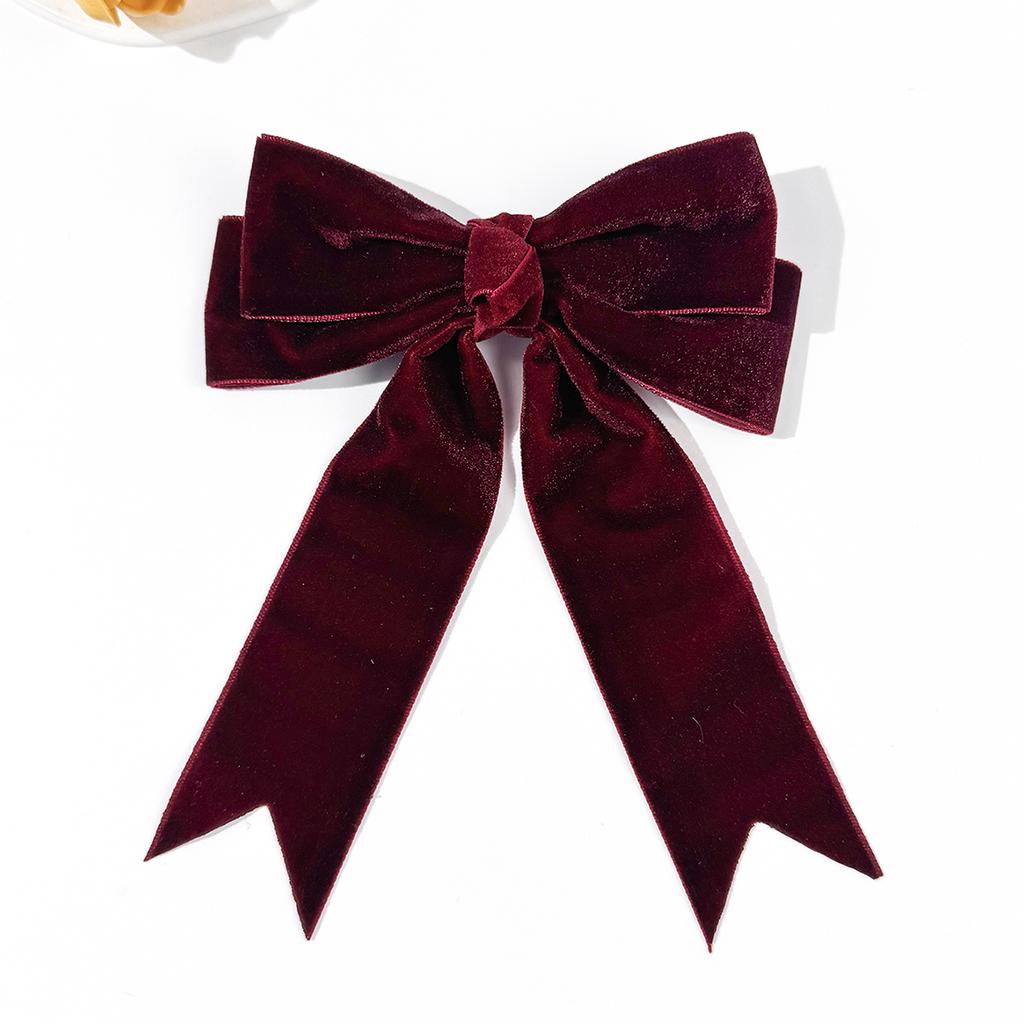 A new velvet bow ribbon hair clip from Japan and South Korea, a simple and elegant hair accessory for women in solid