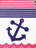 Round neck women's short-sleeved printed T-shirt with stripes, skin-friendly fabric and comfortable