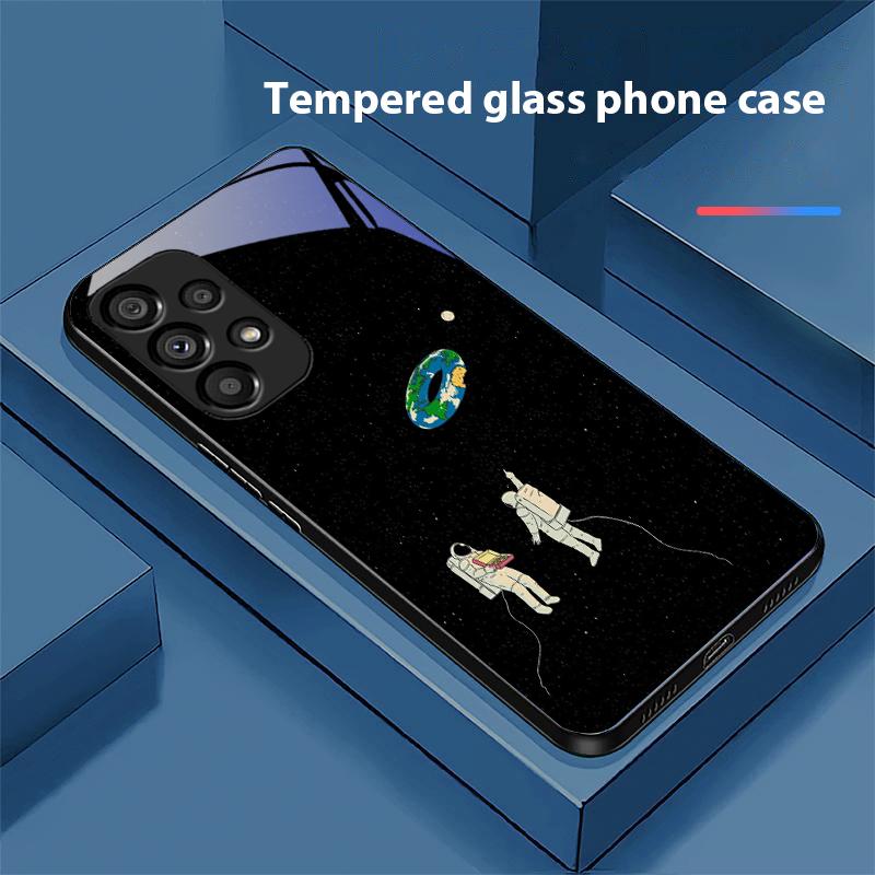 

Space Astronaut For Samsung Galaxy S10 20 Plus 21 FE 22 23 24 FE 25 Ultra Black Tempered Glass Phone Case Hard Shell for Galaxy S21 Ultra