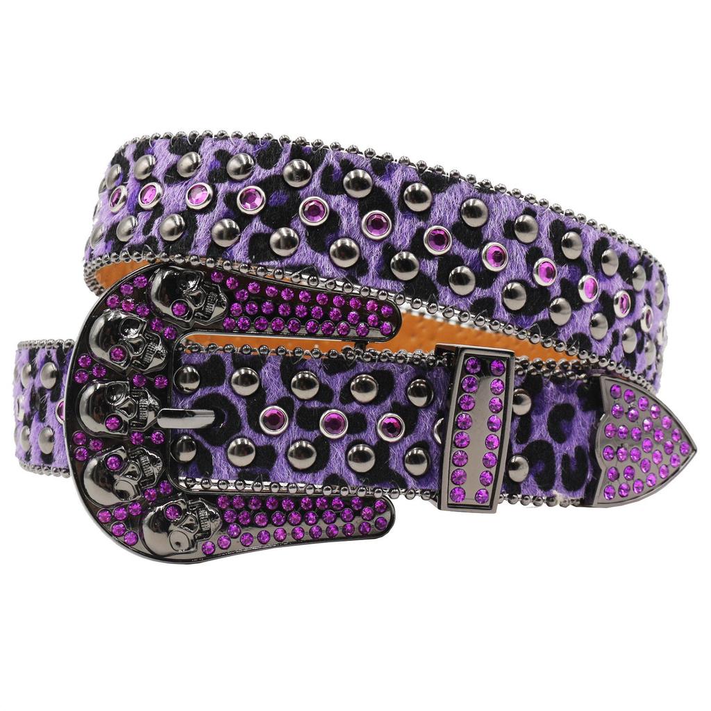 Punk European-American Skull Rhinestone Hip Hop Belt
