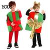 Indoor Outdoor Winter Play Clothes Christmas Box Costume for Kids, Santa Gift Dress Up Outfit Festive Holiday Performance Party, Soft Plush