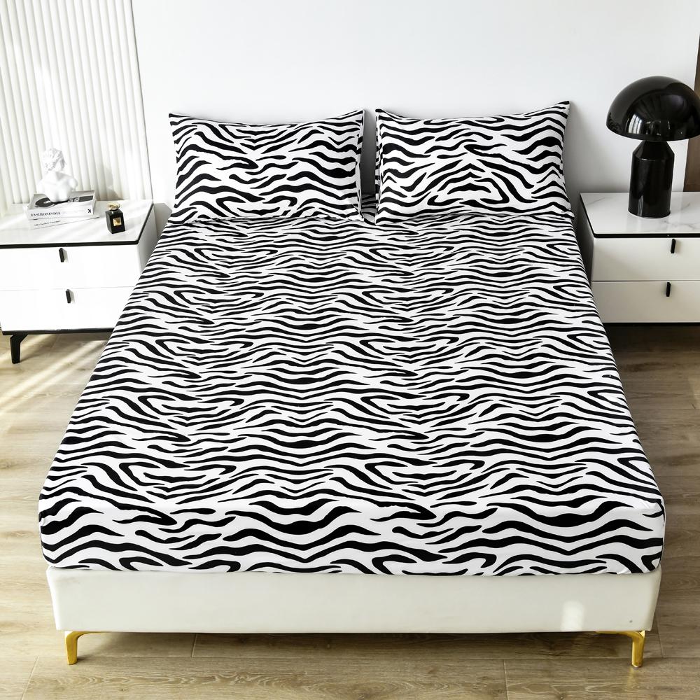 Cartoon Print Mattress Protector Fitted Bed Sheet Bedding Mattress Cover Garterized Bedspread Mat Household  for Home