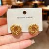 Elegant Silver Twist Earrings: Japanese-Korean Style for Women