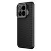 Kevlar Magnetic Full-Coverage Camera Protection Case with Stand for Xiaomi 15, Aramid Fiber Shockproof Slim Simple High-End for Men, Fiber Black
