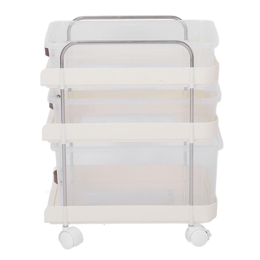 Rolling Utility Cart with Drawers PP Clear Mobile Utility Storage Cart with Lockable Wheels for