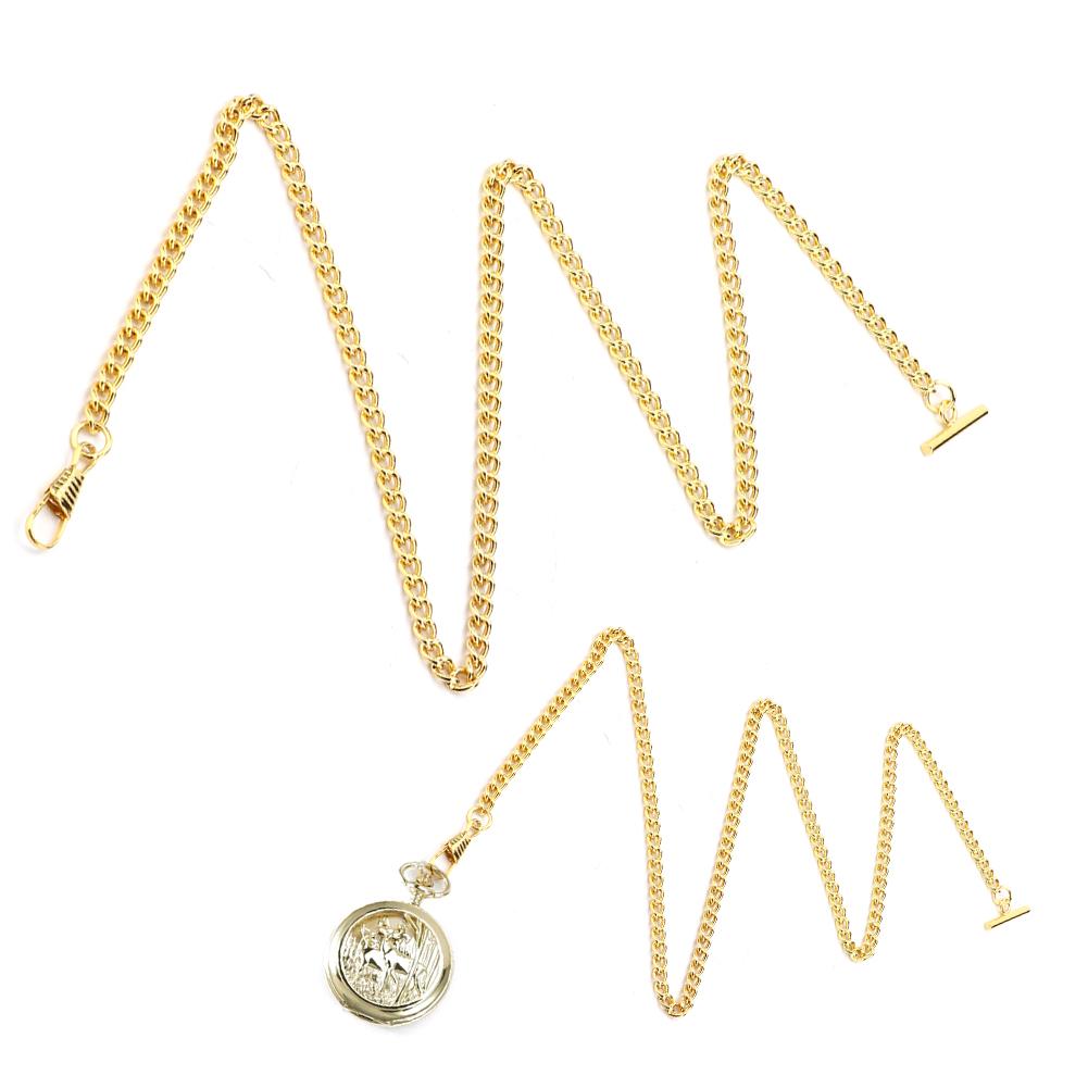 Longitud 65cm Retro Barra T Cadena de Reloj de Bolsillo Colgante Soporte Metal Accesorios para Reloj de Bolsillo Oro