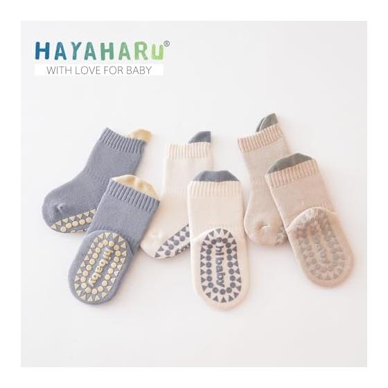 [HAYAHARU] Baby Socks, Winter Warm Baby Socks, Room Socks, Cold Protection, Anti-Slip, Thick, Cotton, Soft and Comfortable, Cute, Baby Gift, 3-Pair