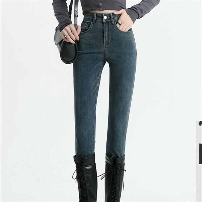 2022 Winter Stretch Skinny Jeans Korean HighWaisted Fashion Leisure Warm Thicken DenimPencil Pants Velvet Fleece Jeans Women
