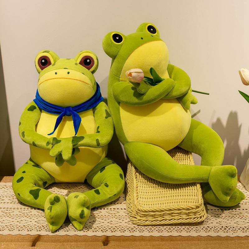50cm Felpa de Rana Linda y Acogedora Animal de Peluche Suave Juguete de Rana Divertido con Bufanda Kawaii Regalo Para Niña Niño Novia