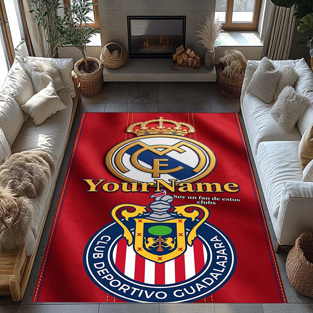 Atletico Madrid Personalized Text Floor Mat Suitable for Playrooms Foyer Game Room Dormitory Antislip Carpet Decorate Offices Birthday/Christmas Gift