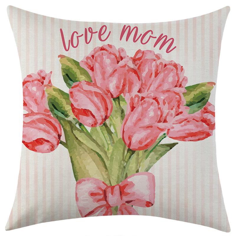 New Mother's Day Series Linen Pillowcase Car Sofa Lumbar Pillow Cushion