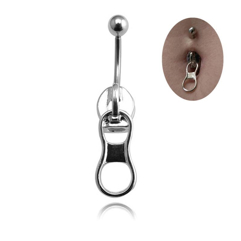 Punkové kroužky do pupíku Nerezová ocel Neht do pupíku Kreativní kroužek do pupíku se zipem Pro ženy Dívky Šperky pro piercing těla Dárky