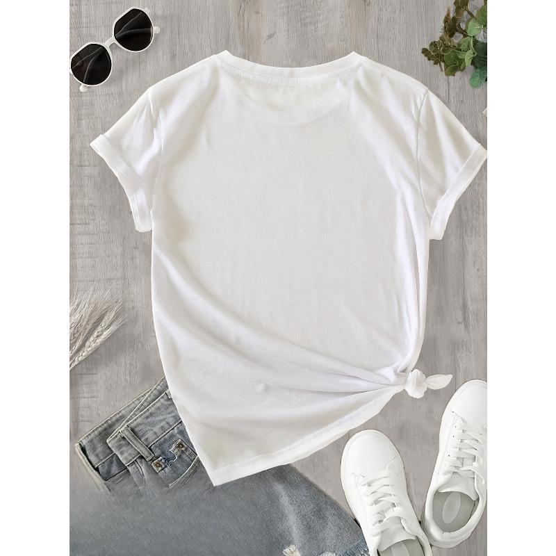 European sizes 100% Short Sleeve Blouse Top - Soft Breathable Round Neck Shirt with Hand-Painted Multicolor Floral Suitable for Casual Wear