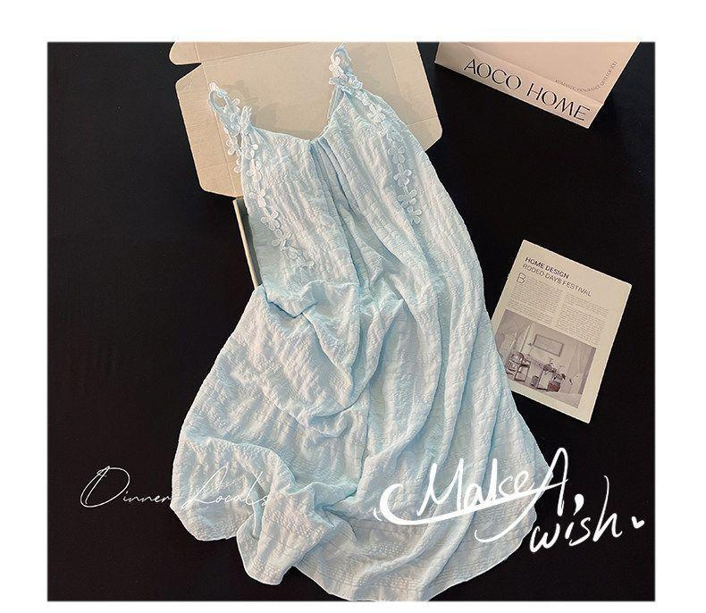 2026 Women's Summer Nightgown: Built-in Bra, Cloud Cotton, Butterfly Flower, Spaghetti Strap, Sexy Home Wear Set