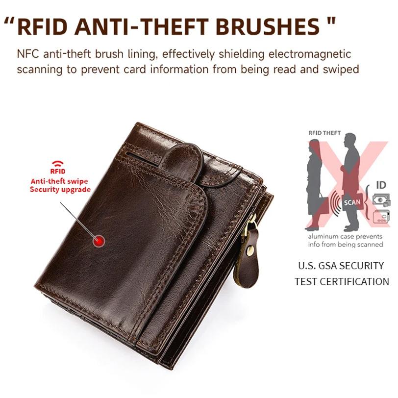 RFID Herren Geldbörsen Echtleder Hasp Clutch Geldbörsen für Karten und Münzen Herren Geldbörse mit Münzfächern