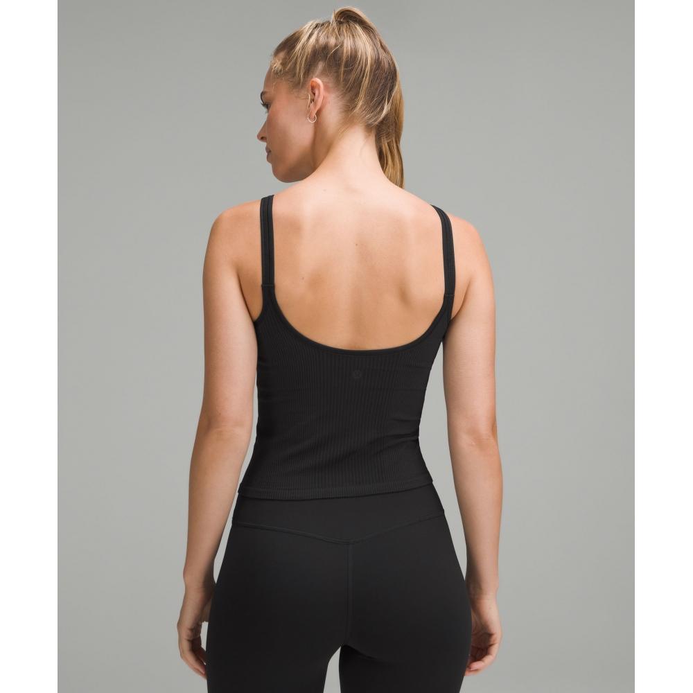Lululemon EBB To Street SCoop NeCk Cropped Tank Top  Light Support  B C Cup BlaCk BlaCk