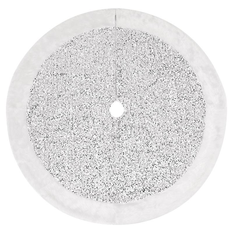 White Plush Sequin Christmas Tree Skirt with Multicolor Accents 90cm