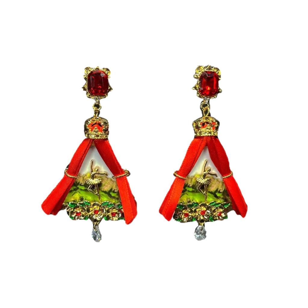 Middle Aged French Ballet Girl Stage Earrings Court Retro Style Personality Medieval Earring