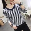 Autumn 2023 Loose V-Neck Long-Sleeve Cotton T-Shirt for Women - Plus Size