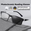 Outdoor Fashion Photochromic Sunglasses Women Anti-Blue Light Reading Glasses Vintage Square Far-Sighted Eyewear For Men+1.5+2.5