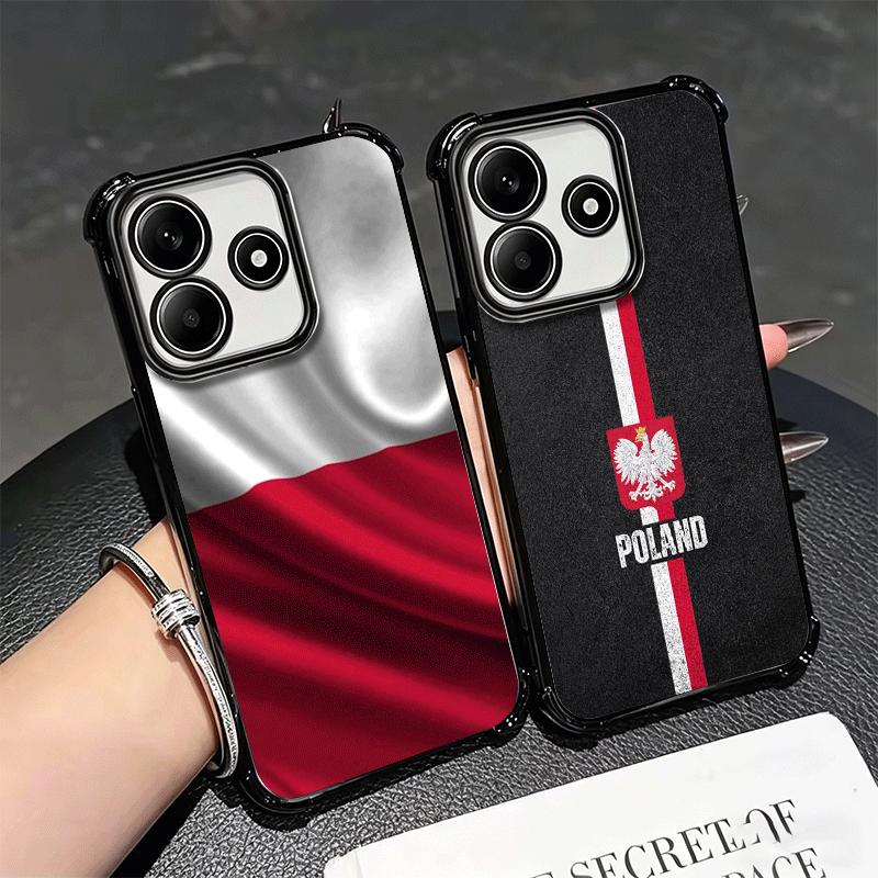 Poland Flag White Red Soft Phone Case For Xiaomi Redmi Note 14 15 Pro Plus 13 12 11S 11T 5G 10 9S 9 Plating Anti-Fall Fundas