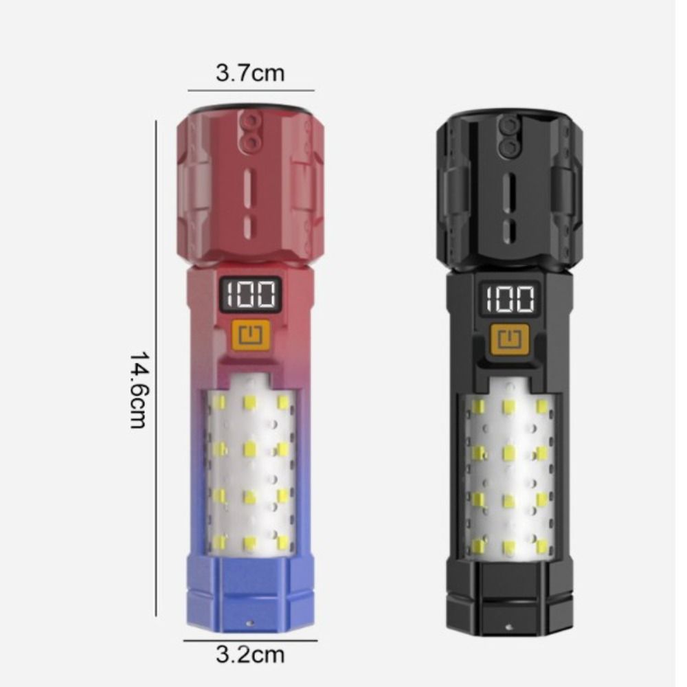 Strong Light Telescopic Zoom  Torch Digital Display Emergency Work Light  Hiking