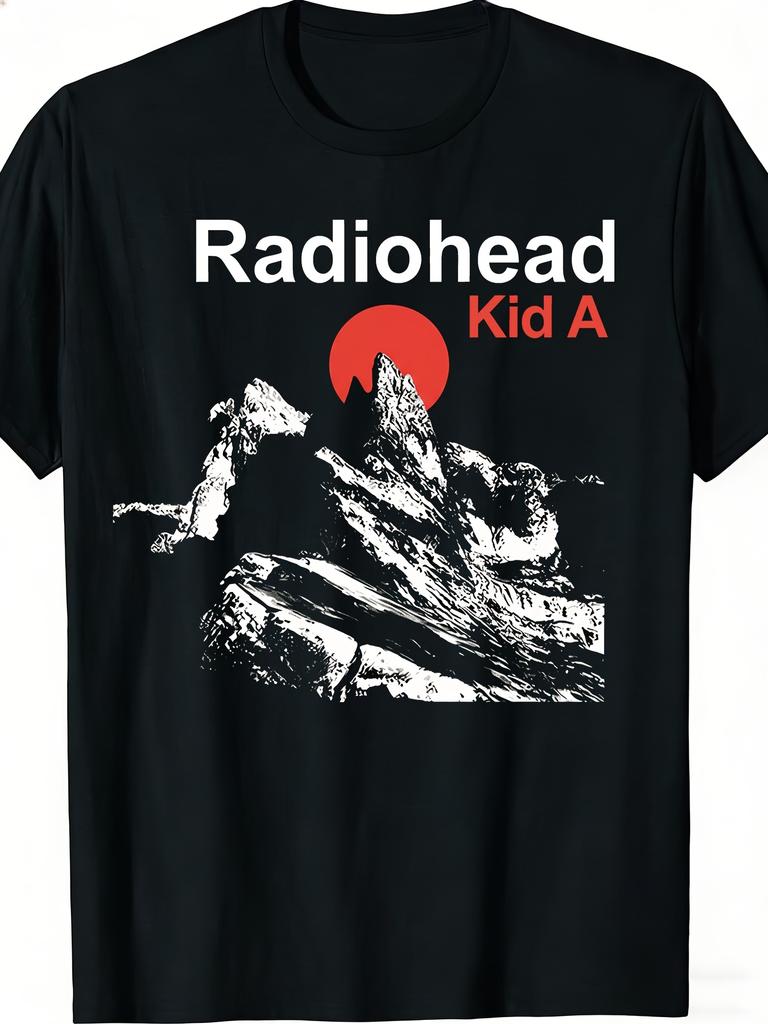 New 90s Rradiohead Kid A Unisex Charcoal Tshirt Unisexs Street Hiphop Rock Short Sleeve Top Allseason Wear