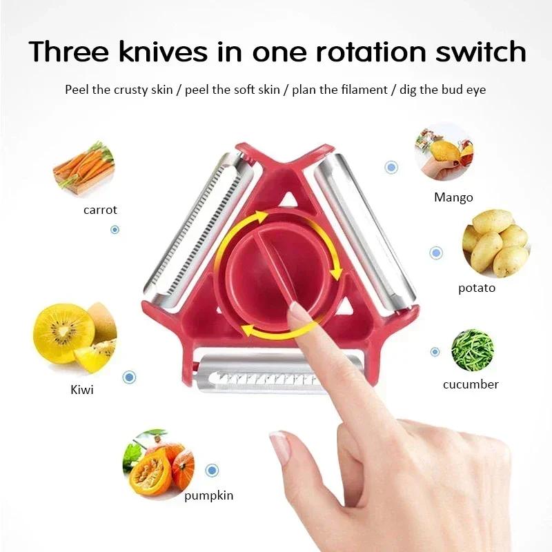 Hot 3 in 1 Peeler Set Slicer Shredder Peeler Julienne Cutter Multi Peel Blade Zesters Grater Kitchen Tool Accessory